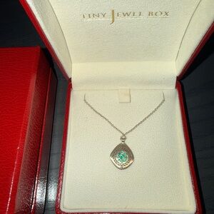 Silver Necklace with Green Pendant